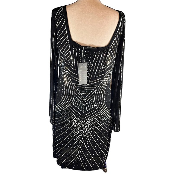 Giffniseti Long sleeve midi black with rhinestone size XL - Picture 5 of 7